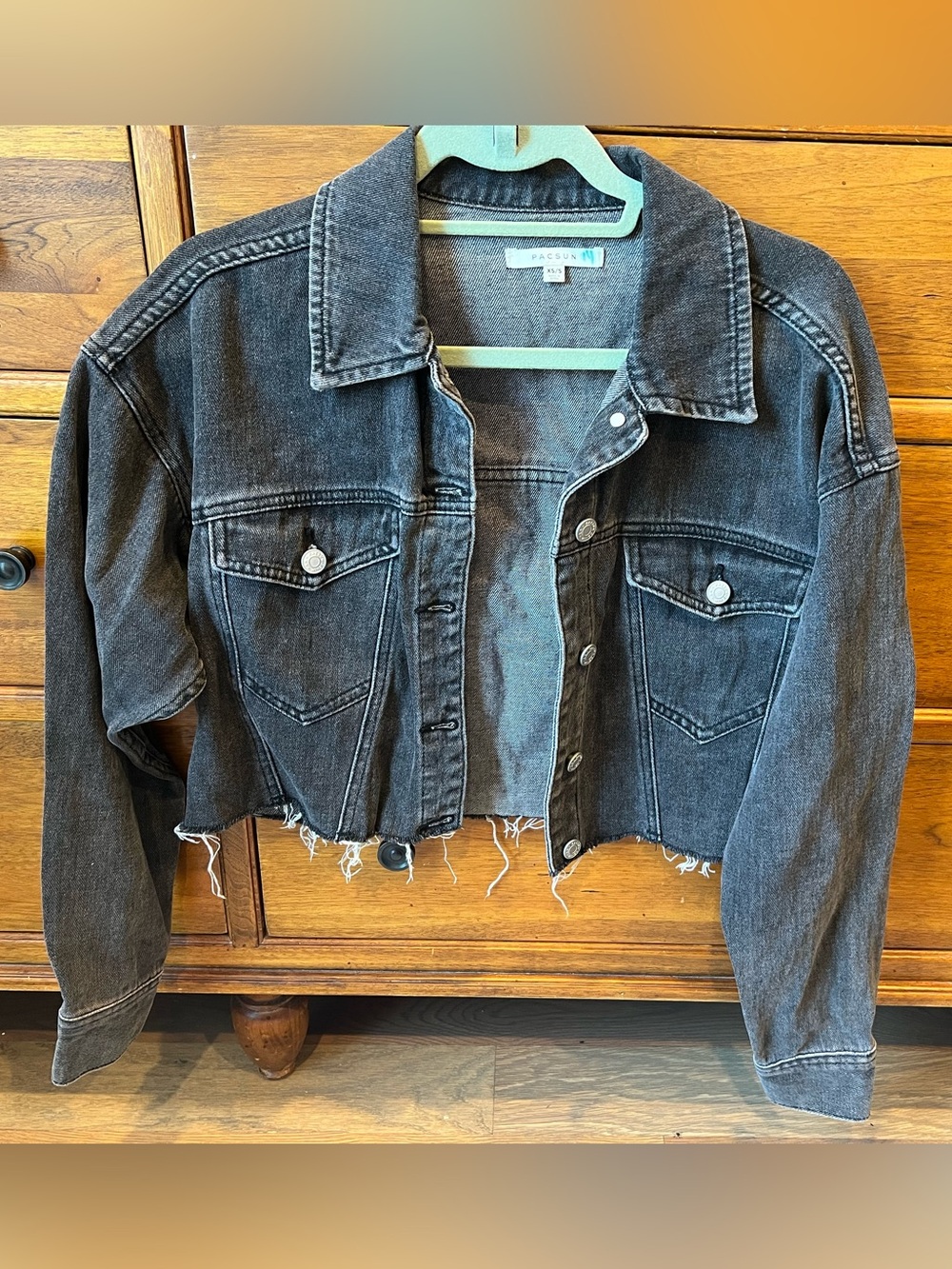 PacSun Black Washed Cropped Denim Jacket